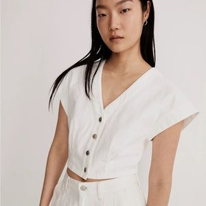 NWT Madewell Denim V Neck Crop Top